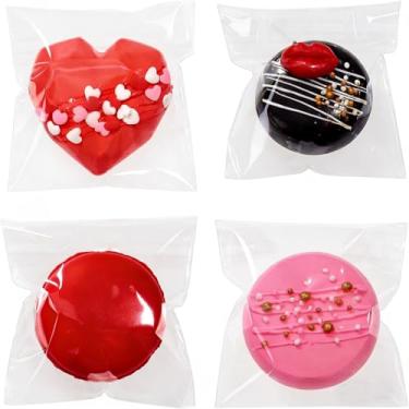 Imagem de JCXGRVC 500 peças, saco de celofane autovedante de 8,5 x 8,5 cm, sacos de minério cobertos de chocolate, sacos de macaron, embalagem para brownie, sabonete, doces, presente, chá de casamento