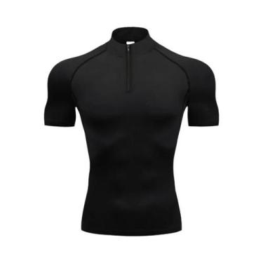 Imagem de Camisa De Compressão Masculina De Secagem Rápida, Manga Curta, Para Co