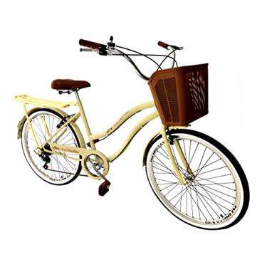 Imagem de Bicicleta Aro 26 Retrô Vintage Feminina Cesta Bege