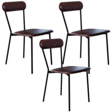 Imagem de Kit 03 Cadeiras Estofada Para Sala De Jantar Liora Preto C01 material 