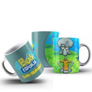 Imagem de Caneca Turma Do Bob Esponja Porcelana Todos Os Personagens 325ml (LULA MOLUSCO)