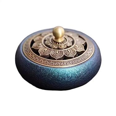 Imagem de porta-vara de incenso Casa interior luz luxo cobre queimador de incenso placa retro suporte requintado