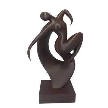 Imagem de Escultura Dança Decoração Elegância em Movimento - Abstrata Minimalista de Dança| Ideal para Sala de Estar, Escritório Moderno e Espaços de Yoga(Marrom)