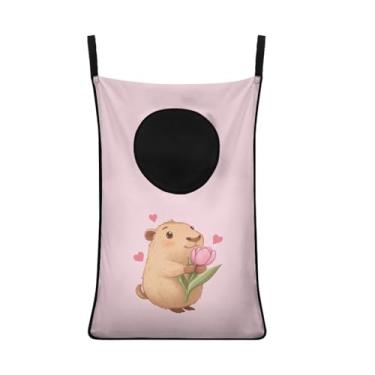 Imagem de ZFRXIGN Capivara Cestos pendurados para lavanderia sobre a porta cesto de roupa suja armazenamento de roupas sujas cestas de lavanderia rosa para economizar espaço cesto organizador de brinquedos