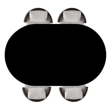 Imagem de GSORIOP Capa de mesa oval resistente à água, toalha de mesa de poliéster com borda elástica para cozinha interna, piquenique ao ar livre e decoração de festa, serve para mesas ovais de 106,7 x 152,4