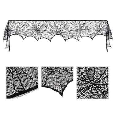 Imagem de Bestac Decoração de teia de aranha de poliéster de Halloween - 246 × 43 cm, à prova de intempéries e resistente a rugas, fácil de instalar, ideal para lareira/varanda/quintal/uso interno e externo