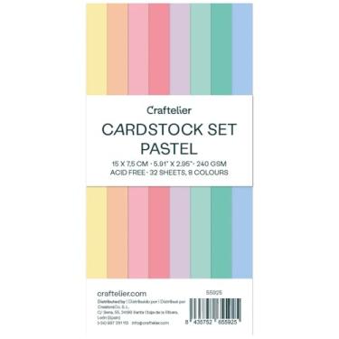 Imagem de Craftelier - Cartolina pastel | Pacote de cartolina colorida | Papel colorido para artesanato, scrapbooking, projetos DIY | 32 folhas, dupla face, 15 x 7,5 cm, 240 g