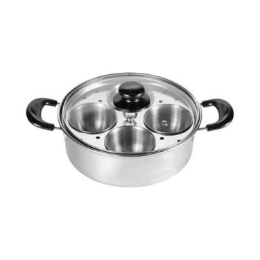 Imagem de Panela Para Cozinhar Ovos Em Aço Inoxidável Antiaderente, Multiuso Par