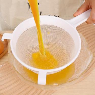 Imagem de 1 coador de malha de nylon ultrafino de cozinha, peneira de plástico de malha fina com alça ferramenta de cozinha para leite de soja, café, suco (GG, 33,5 * 18 cm)