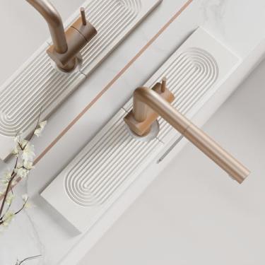 Imagem de SGQQ Tapete de torneira para pia de cozinha, bandeja de secagem rápida de diatomita, protetor de respingos de pia de cozinha de 50 cm e bandeja de pedra de banheiro para balcão. Super absorvente