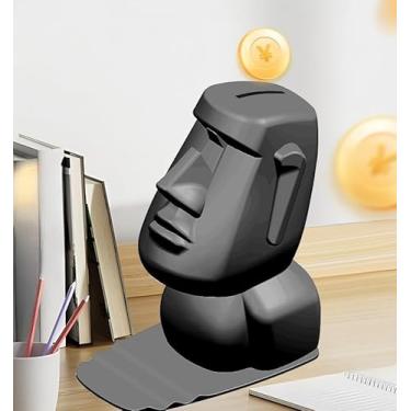 Imagem de Cofrinho criativo 3 em 1 em formato humano, cofrinho abstrato para família e amigos, presentes práticos para aniversário, Páscoa (preto)