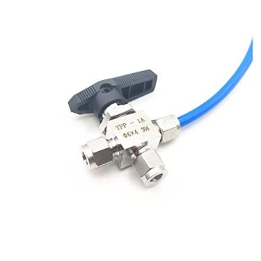 Imagem de Válvula esférica de parafuso rápido de 3 vias de aço inoxidável tubo OD 4 mm 6 mm 8 mm 10 mm 12 mm mangueira de poliuretano traqueia tipo L válvula de comutação de três vias (tubo OD de 8 mm)