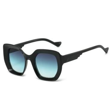 Imagem de HCHES Óculos de Sol Femininos Retrô com Lentes Degradê em Tartaruga, Armação de Luxo, Proteção UV400 (Preto, Cinza, Azul)