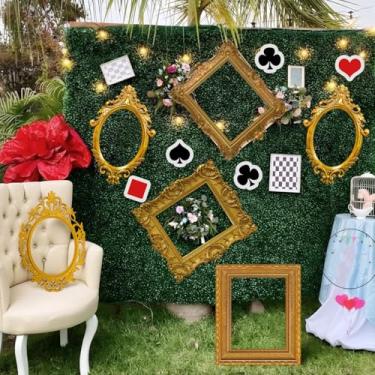 Imagem de Soulchen 20 peças de decoração de festa de chá do país das maravilhas faixa de fundo para decoração de festa de chá de bebê de aniversário (moldura de foto)