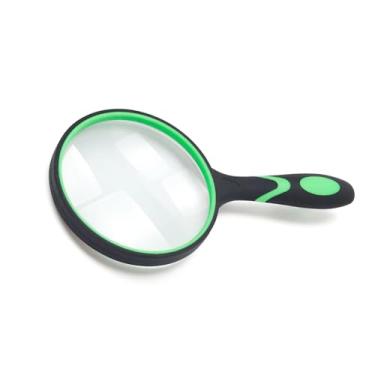 Imagem de Lupa de 10 x com lente de vidro real de 10 cm, grande lupa portátil para leitura e observação de passatempos, alça ergonômica antiderrapante para idosos (verde)