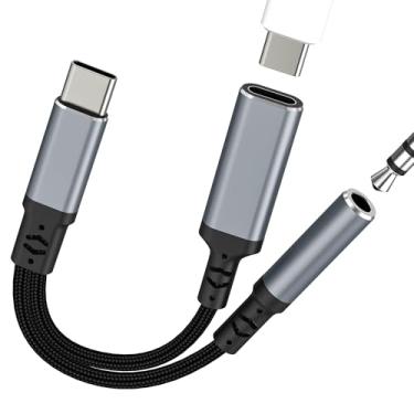 Imagem de Adaptador USB C para auxiliar (2 em 1) Conector de fone de ouvido DAC áudio para iPhone 17 16 15 Pro 3,5 mm tipo C cabo carregador compatível com Samsung S25 ultra Splitter Dongle Cord para Apple com