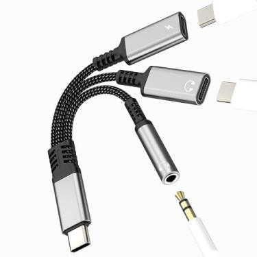 Imagem de Adaptador de áudio USB C para 3,5 mm (3 em 1) auxiliar de fone de ouvido para iPhone 17 16 15 Jack Splitter cabo tipo C para Apple Charge Dongle Cord carregamento duplo para iPad DAC adaptador de