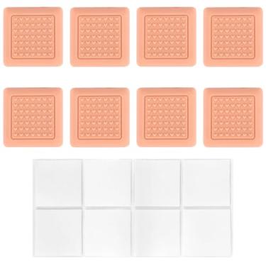 Imagem de 8un Pés Silicone para Tábua Corte, Antiderrapantes Impermeáveis com Absorção de Impacto e Autoadesivos Pés Silicone para Tábuas Corte Liquidificadores e Fornos (Cor Damasco Quadrado)