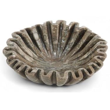 Imagem de SPESHSTONES Tigela decorativa de mármore, tigela de frutas de pedra oceânica de 20 cm para balcão de cozinha, centros de mesa e presentes, tigela grande com babados, tigelas recortadas estéticas para