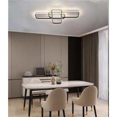 Imagem de Luminária de teto LED moderna, dimerizável, com controle remoto, ideal para sala de estar, quarto, corredor, parede e outros ambientes. Perfeita para sala de jantar, cozinha e escritório. Fo