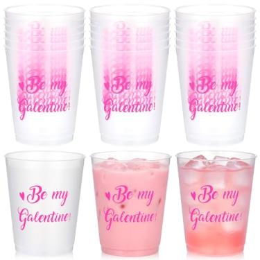 Imagem de Baderke 16 peças de copos de dia galentinos de 473 ml, copos de plástico com estampa de coração rosa, lembrancinhas de festa do dia de Galentine para mulheres, celebração, amizade dos namorados