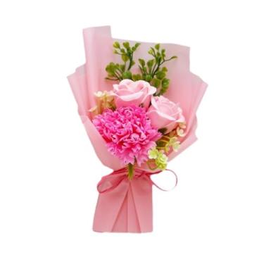 Imagem de Generic Buquê de sabonete decorativo, ornamento simulado, presente para mãe, sabonete floral, flores artificiais para aniversário, Dia dos Professores, Luz Rosa