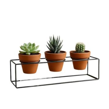 Imagem de Vaso Floreira Suporte Para Vasos Triplo De Ferro Aramado Preto - Bancada, Plantas, Suculentas