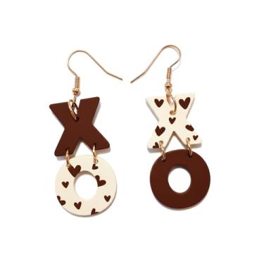 Imagem de ROSTIVO Brincos femininos com pingente de abraços e beijos da XO, joias exclusivas em camadas de acrílico para o dia dos namorados, aniversário e encontros noturnos