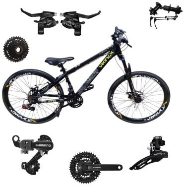 Imagem de Bicicleta 26 VikingX Tuff30 24v ShimanoProfissional Cubo e Catraca K7 Pneu Slick Fino Preto1.50-Unissex