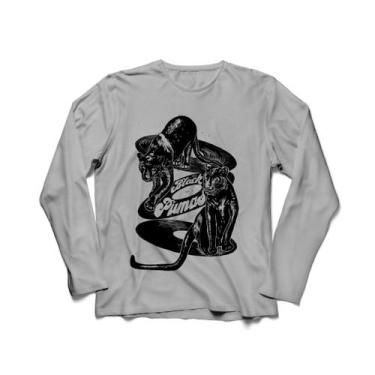 Imagem de Camiseta Manga Longa Masculina Black Pumas Colors, Cinza mescla claro,