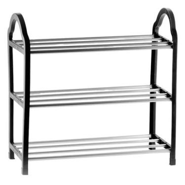 Imagem de Sapateira de plástico com tubos de ferro 3 andares 42x19x43 - DL FESTA