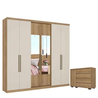Imagem de Guarda Roupa Casal Passione Ultra Glass 6 Portas Capuccino Off White E