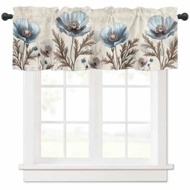 Imagem de Flor de brócolis vitoriana em sanefas vintage para janelas, cortinas curtas de cozinha para quarto, banheiro, sala de estar, tratamento floral retrô para janela, 1 painel, 137 x 45 cm