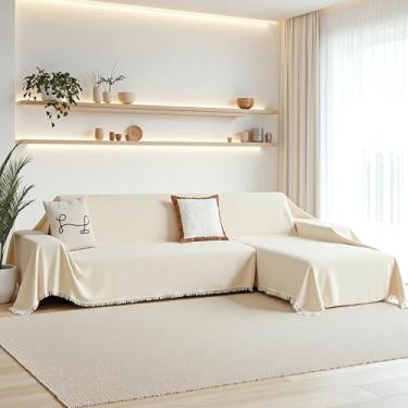 Imagem de MEETSKY Capas de sofá seccionais laváveis, 2 capas de sofá de chenille para 2 almofadas em forma de L, protetor de móveis multiuso para animais de estimação, crianças (180 x 259 cm + 180 x 299 cm