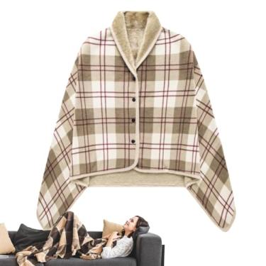Imagem de Cobertor Vestível,Cobertor Vestível Adulto, Xale de flanela com botões Cobertor gigante aconchegante e quente, Loungewear requintado, cobertor de flanela grosso e macio e confortável para sofá, viagen