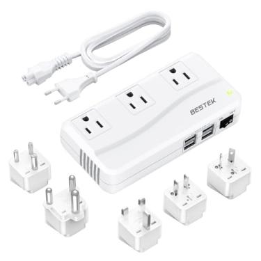 Imagem de BESTEK Conversor de tensão de 220 V para 110 V, conversor de cabelo para alisador/modelador de cachos dos EUA para Europa, conversor de energia de 250 W para viagens europeias, adaptador universal de