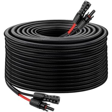 Imagem de Cabo de extensão de painel solar – Fio solar 8AWG 30 m com conector à prova d'água fêmea e macho fio fotovoltaico com manga protetora retardante de chamas para trailer, sistemas fotovoltaicos, casa