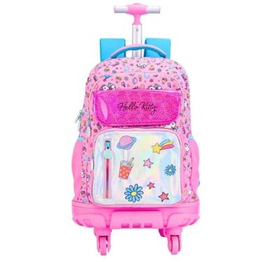 Imagem de Mochila Costas E 4 Rodas Hello Kitty Luxo Metallic 15410 - Xeryus
