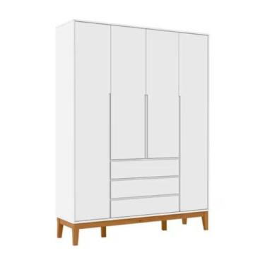Imagem de Roupeiro Matic Nature Clean 4 Portas Branco  Eco Wood
