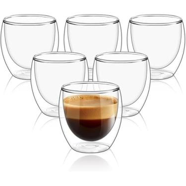 Imagem de Conjunto com 6 Xícaras de Café Expresso 80ml em Vidro de Parede Dupla – Vidro Borossilicato, Xícaras para Chá, Café e Bebidas Quentes, Presente Elegante - Premium