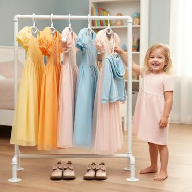 Imagem de DOFURNILIM Estantes de cachimbo para crianças, prateleiras de roupas infantis, prateleiras para pendurar e prateleiras, metal dourado