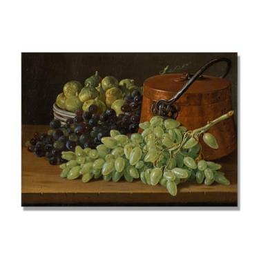 Imagem de Arte em tela vintage de frutas mortas, pintura clássica de cozinha country, decoração de parede de casa de fazenda quente para sala de jantar e cozinha. B58. 50 x 70 cm-19,6 x 27,5 pol. Somente tela