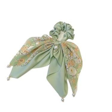 Imagem de Fita de cabelo com estampa de moda para mulheres, faixa elástica de cabelo para meninas, rabo de cavalo, acessórios de cabelo (verde)