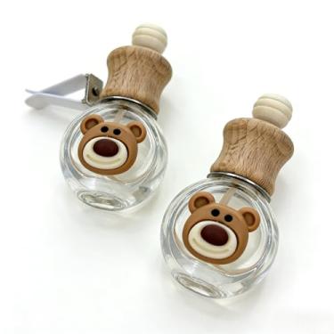 Imagem de Pacote com 2 garrafas de vidro recarregáveis com clipe de ventilação – Difusor de óleo essencial de purificadores de carro, acessórios universais de carro para a maioria dos veículos-Bear-A1