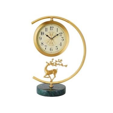 Imagem de Relógio de mesa vintage para decoração de casa com mostrador de 18 cm, relógio de mesa de latão, decorações de casa para sala de estar, quarto, prateleira, bancada, (verde)