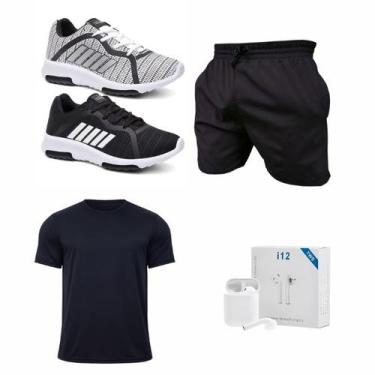 Imagem de Kit Esportivo Completo Masculino com Tênis + Roupa Fitness + Fone Blue