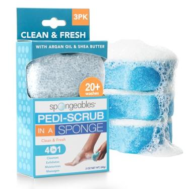 Imagem de Espongables Pedi Scrub esfoliante para os pés, 20+ esponja de lavagem, limpa e fresca, 3 unidades