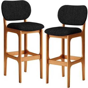 Imagem de Kit 2 Banquetas Alta Cozinha Betta L02 Imbuia Chumbo