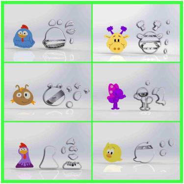 Imagem de Cortador Kit Galinha Pintadinha Com 6 Modelos Tamanho 5 Cm