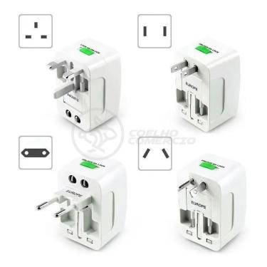 Imagem de Adaptador Tomada Universal Padrão 150 Países Uk Europa Eua Asia Viagem Bivolt 110/220 Bivolt Aio